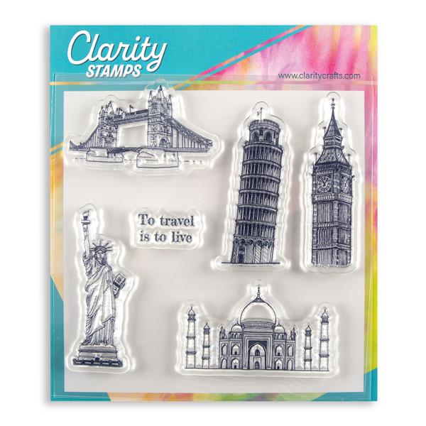 Clarity Crafts Famous Places A5 Square Stamp Set - 6 Stamps - 115194