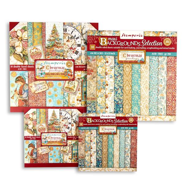 Stamperia Christmas Greetings 12x12", 8x8" Scrapbooking Pads, 12x - 117403