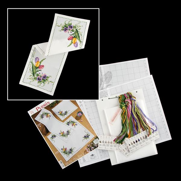 Permin Tulips Tablecloth Cross Stitch Kit - 119685