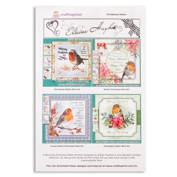 CraftsUprint Christmas Robin 20 Sheets & 20 Matching Downloads - 123145