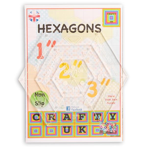 Crafty UK Nested Hexagons 3", 2" & 1" Template Set - 124486
