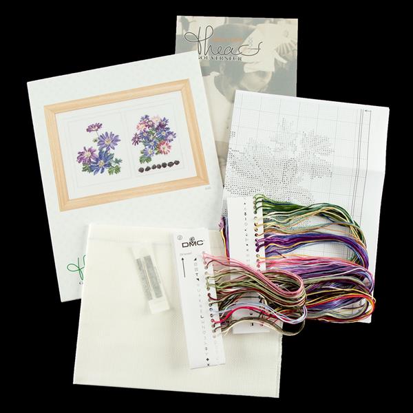 Thea Gouverneur Purple Floral Cross Stitch Kit - 127423