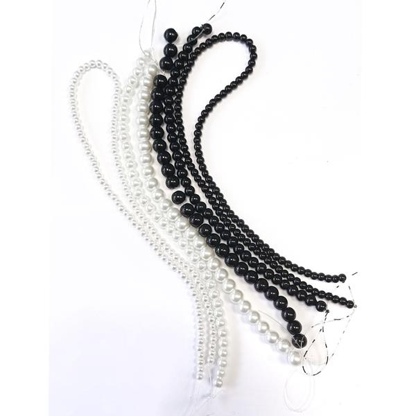 Aldridge Crafts 6 Pearl Strands - Black & White - 127753