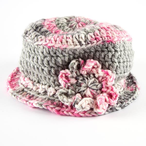 Joseph Bear Designs Pink/Grey Retro Style Beanie Hat Crochet Kit - 130076