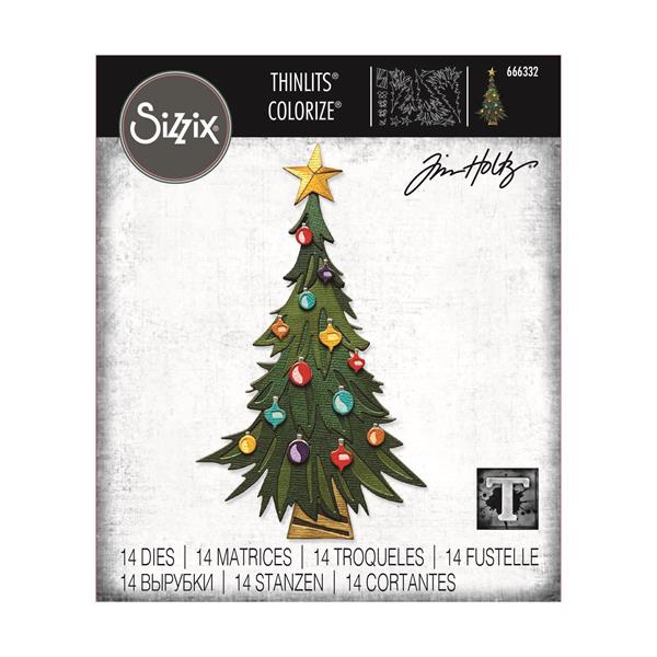 Sizzix Tim Holtz Christmas 2023 Thinlits Die Set 14PK - Trim A Tree,  Colorize 666332