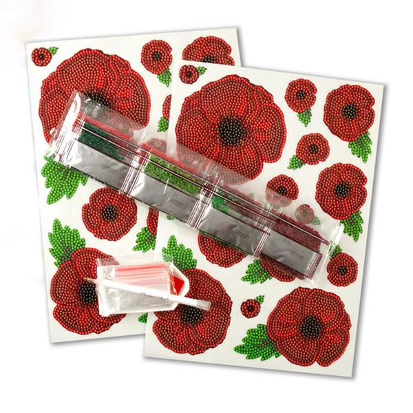 Crystal Art 2 x Poppy Sticker Sheets with Tools - 133666