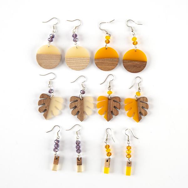 Beads by Verchiel Resin & Walnut Pendant Earrings Kit - Makes 6 P - 136498