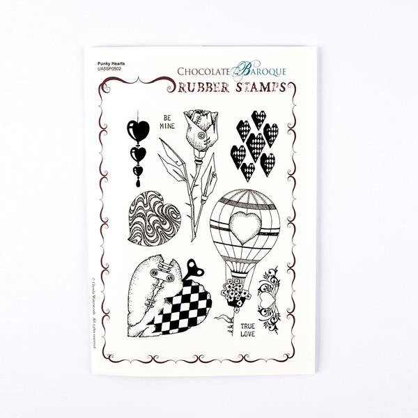 Chocolate Baroque Punky Hearts A5 Stamp Sheet - 9 Images - 139577