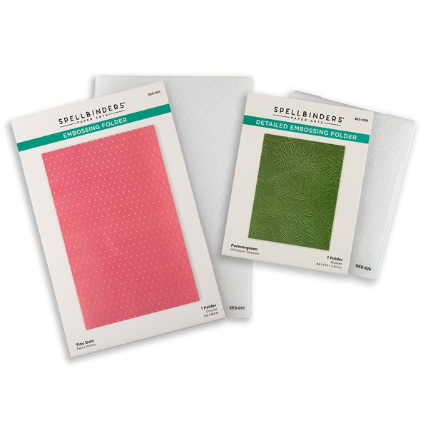 Spellbinders 2 x Embossing Folders - Forevergreen & Tiny Dots - 143551