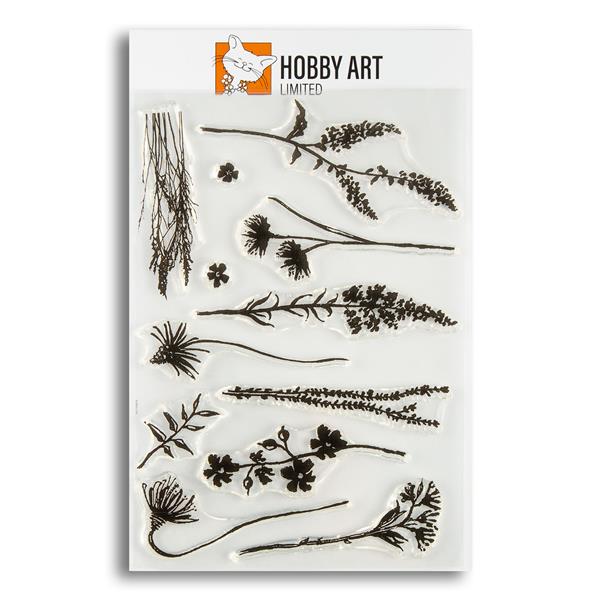 Hobby Art Floral Silhouettes A5 Stamp Set - 12 Stamps - 144535