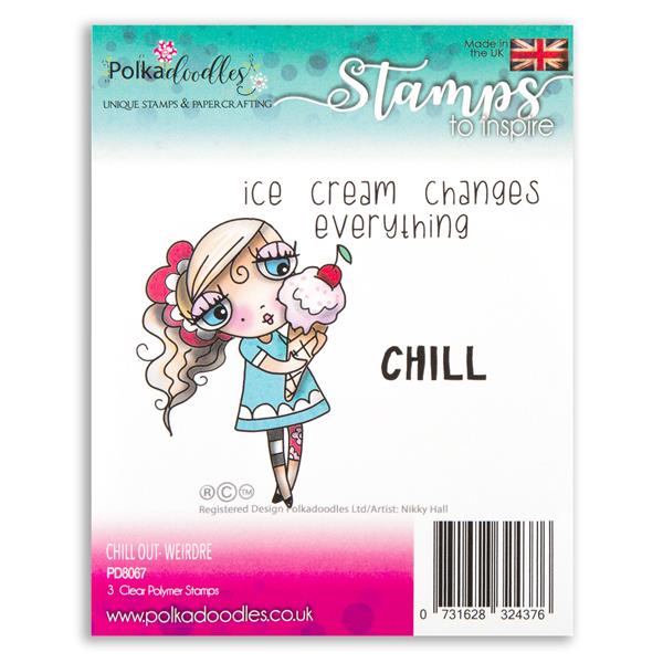 Polkadoodles Just Chill Out Weirdre - 3 Clear Polymer Stamps - 146330