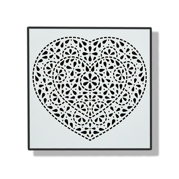 Claina Palmer Designs Broderie Anglaise Heart 5x5" Stencil - 152673