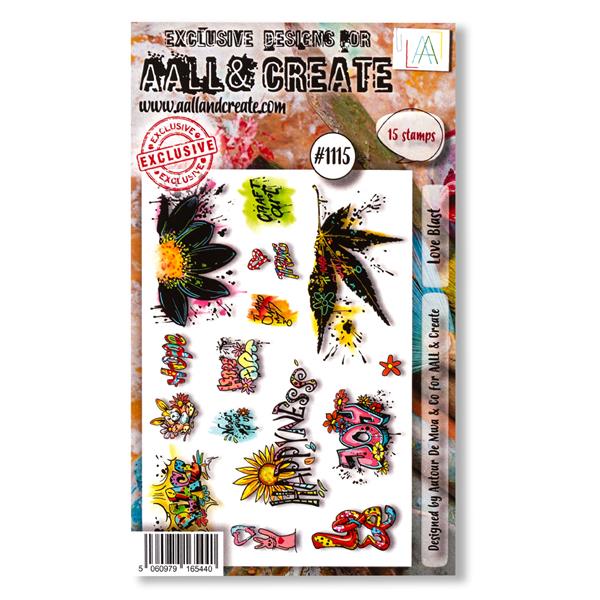 AALL & Create Autour de Mwa A6 Stamp Set - Love Blast - 15 Stamps - 156632