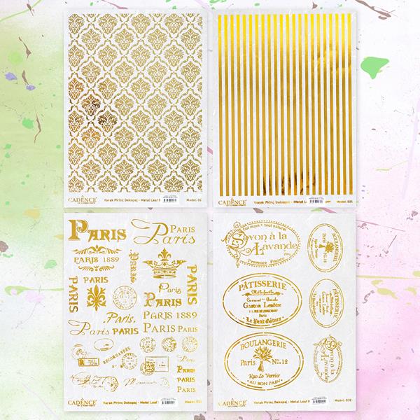 Cadence Gold Metal Leaf Rice Paper A3 Collection - 4 Designs - 159105