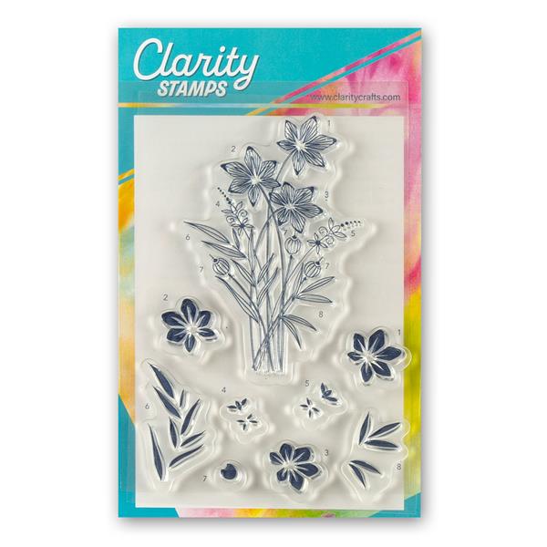Clarity Crafts Barbara's Star Flower Spray A6 Stamp Set - 9 Stamp - 161818