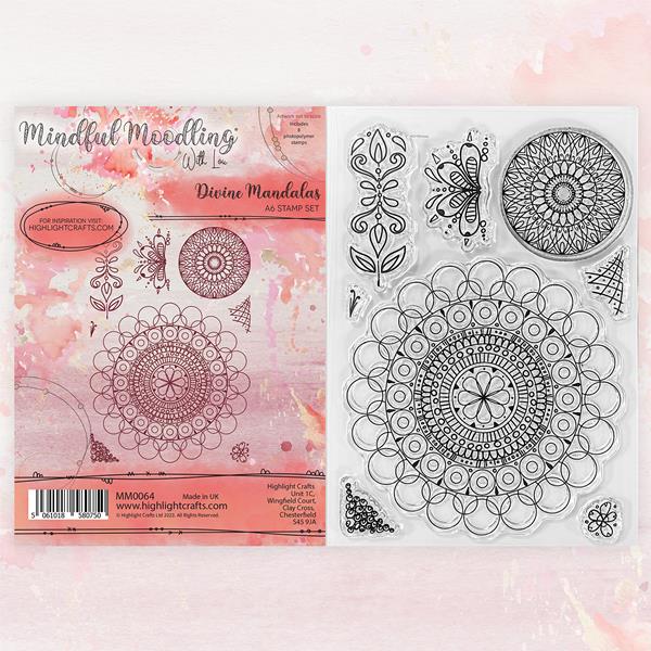 Mindful Moodling A6 Stamp Set - Divine Mandalas - 8 Stamps - 161836