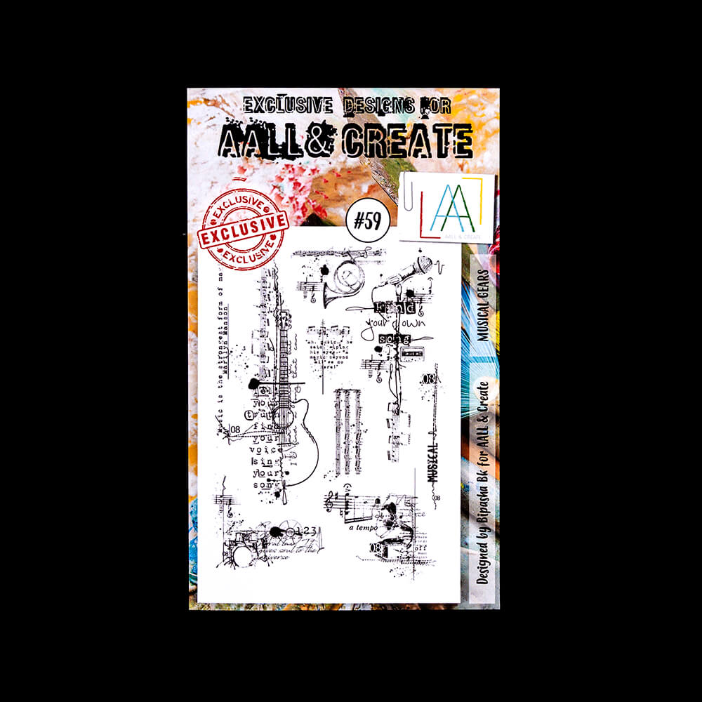AALL &amp; Create A6 Stamp Set - Musical Gears - 8 Stamps