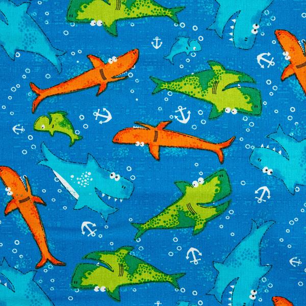 The Craft Cotton Co Happy Sharks 44" Cotton Fabric Piece - 169875