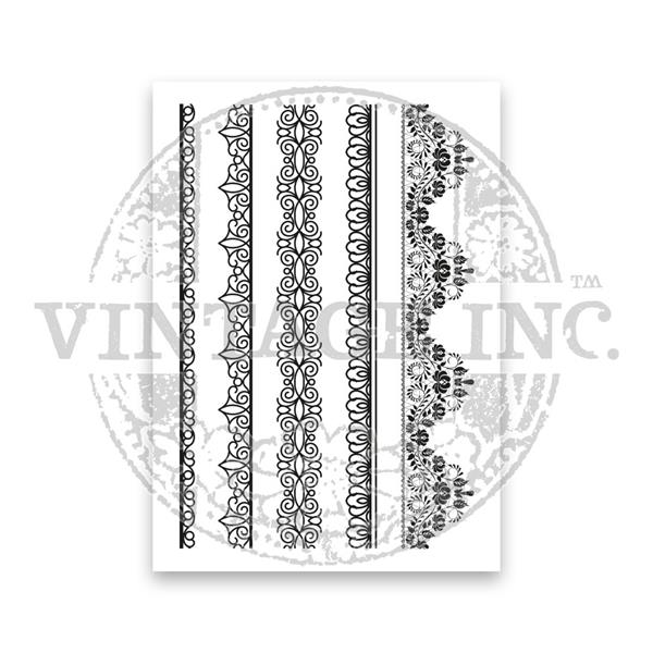 Vintage Inc Stamped Lace Borders A6 Stamp Set - 172420