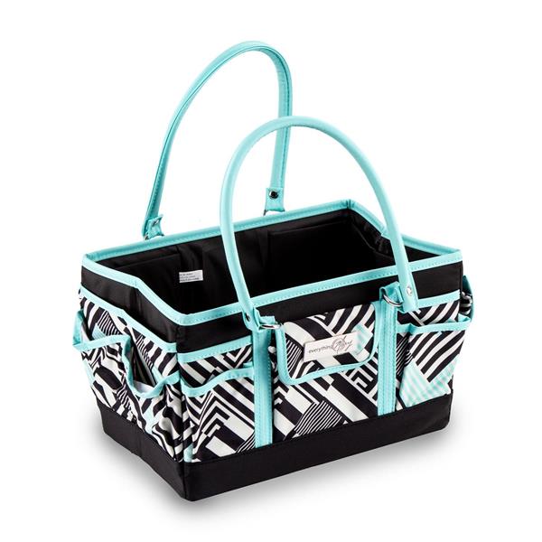 Everything Mary Deluxe Tote Organiser Teal Geometric Stripe - 176125