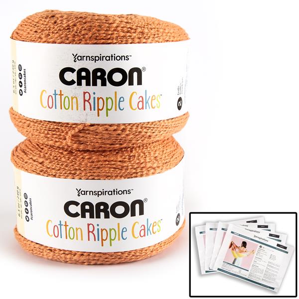 Caron Cotton Clay Pot Ripple Cakes Yarn 240g - 2 Balls & 4 Patter - 178063
