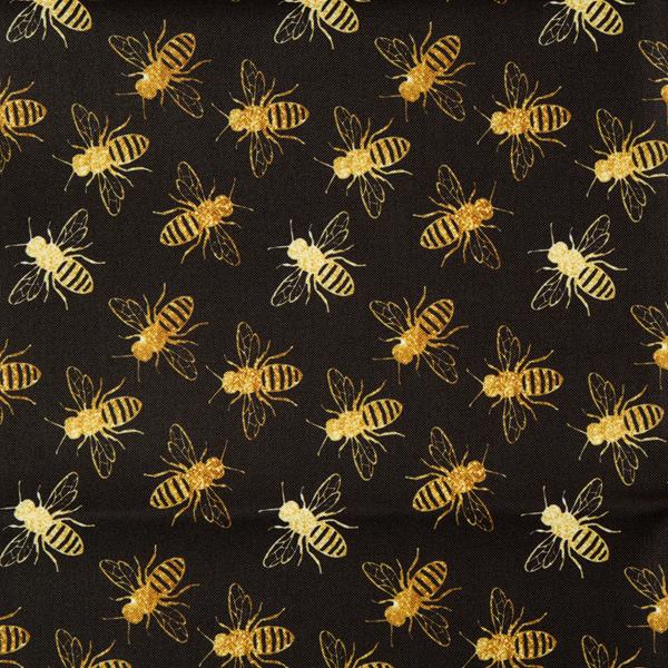 M-Adam Designs Black Bees Design Waterproof 0.5m Fabric Length - 178248