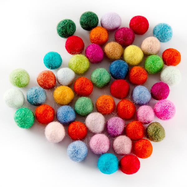 The Crafty Kit Company 50 x 15cm Assorted Colours Felted Wool Bal - 179786