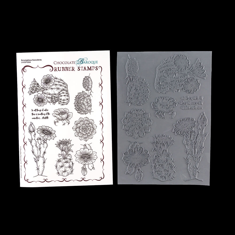 Chocolate Baroque Scrumptious Succulents A5 Unmounted 8 Stamp Sheet
