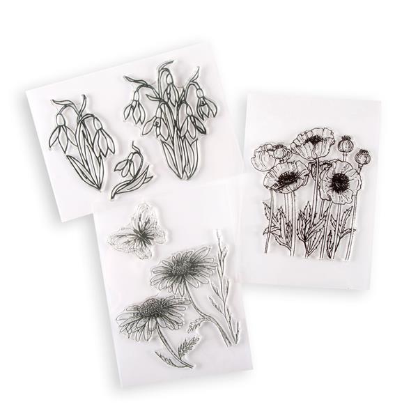 Glitter Greetings Floral Favourites 3 x A6 Stamp Sets - 6 Stamps  - 183932