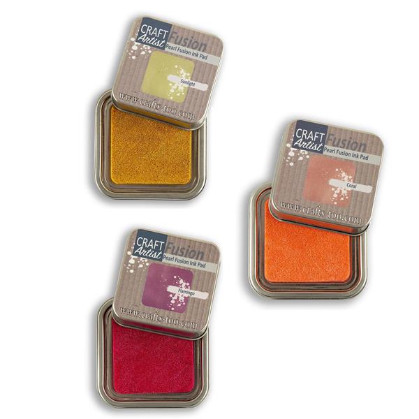 Craft Artist Pearl Reactive Fusion Inks 188, 189, 190 - Sunset  - - 185045