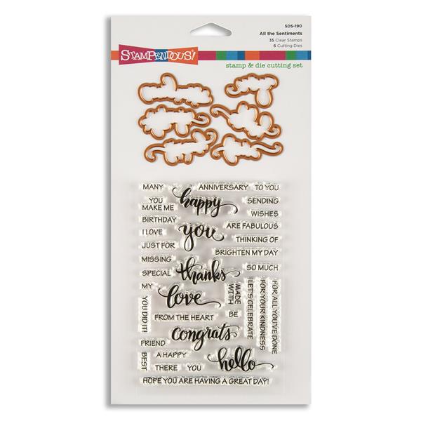 Stampendous All The Sentiments Clear Stamp & Die Set - 35 Stamps  - 186232