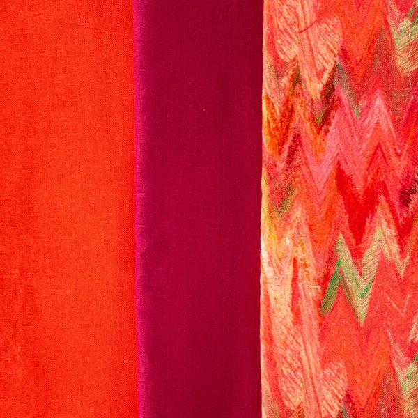 Fabric Freedom Coral/Wine Crinkled Quilting Cotton Stack - 3 x 0. - 186885