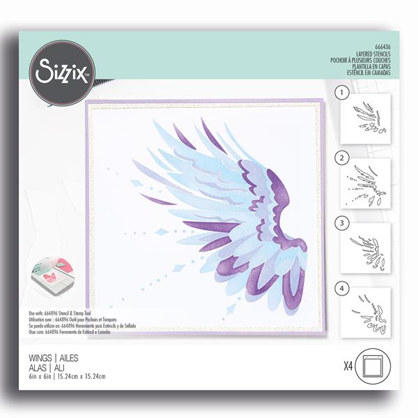 Sizzix Wing Layered Stencils By Olivia Rose - 4 Stencils - 191094