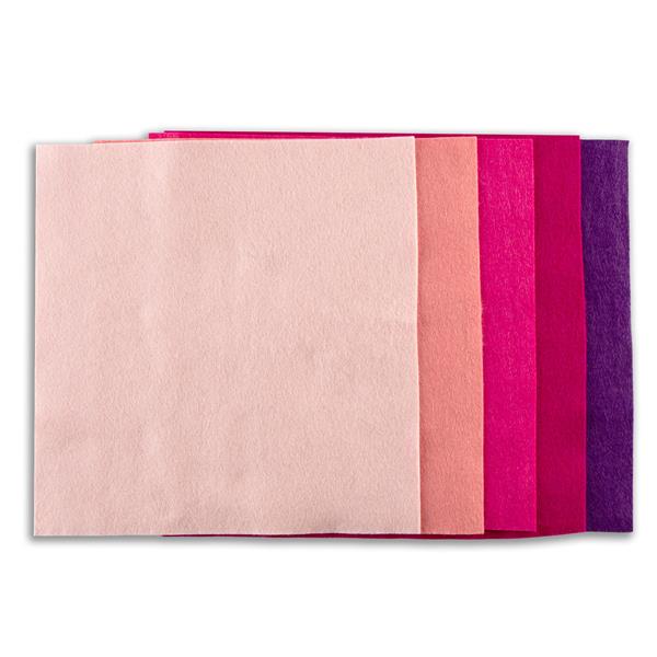 The Crafty Kit Co 6 Piece 24cm Square Pinks Assorted Felt Pack - 191915