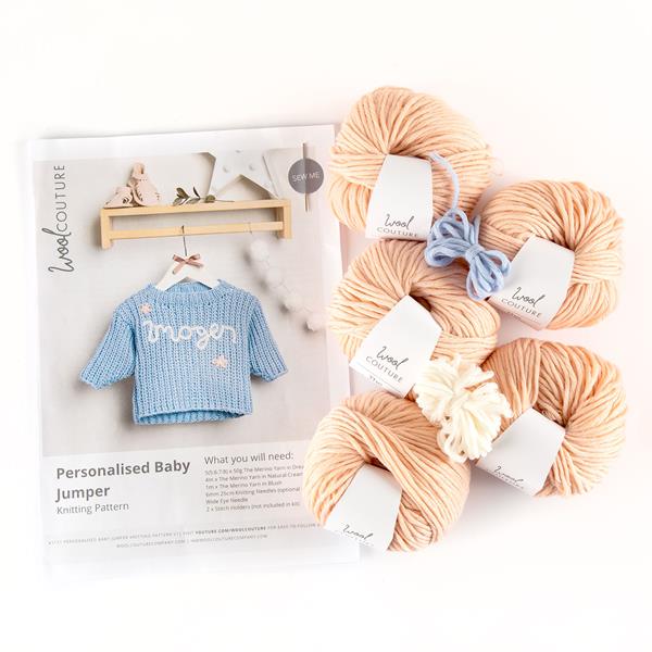 Wool Couture Personalised Baby Jumper Knitting Kit - 0 - 6 Months - 193505