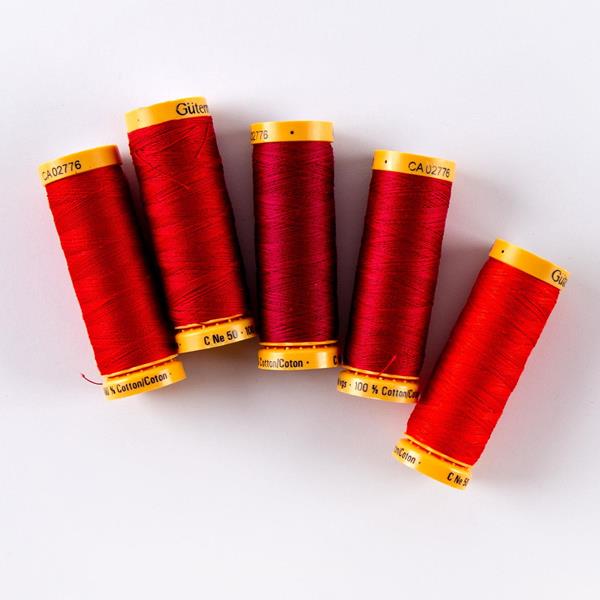 Gutermann Red 100% Cotton Thread Bundle - 5 x 100m Reels - 193600