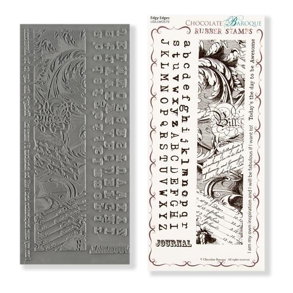 Chocolate Baroque Edgy Edges DL Unmounted Rubber Stamp Sheet - 196800