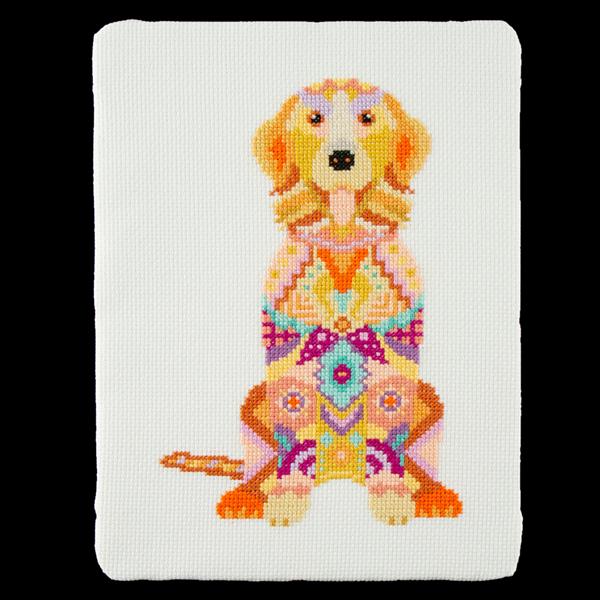 Meloca Designs Mandala Cat Cross Stitch Kit with 14 Count Aida Fabric Thread Needle and Instructions