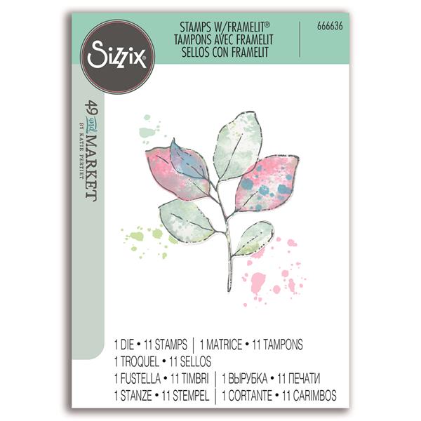 Sizzix Framelits Die & Stamp Set - Painted Pencil Leaves by 49 an - 204444