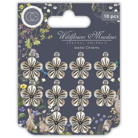 Craft Consortium Wildflower Meadow Silver Flowers - Metal Charms - 205667