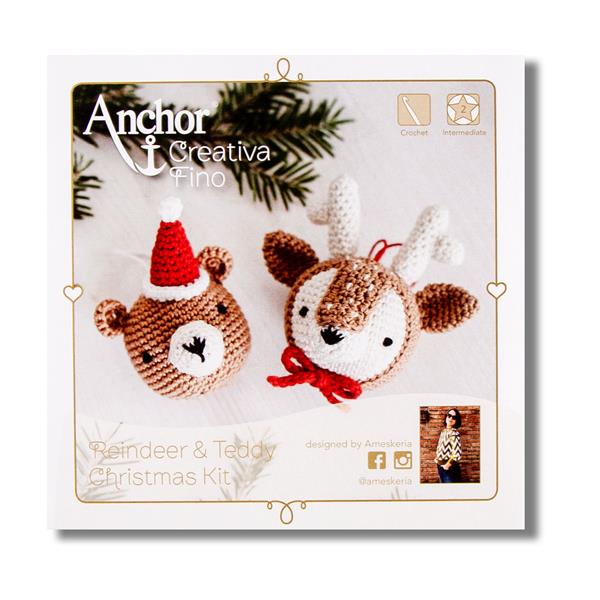 Anchor Christmas Reindeer & Teddy Amigurumi Crochet Kit - 208559