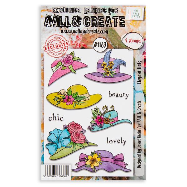 AALL & Create Janet Klein A6 Stamp Set - Elegant Hats - 9 Stamps - 209955