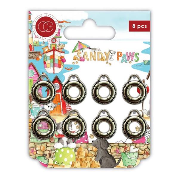 Craft Consortium Sandy Paws - Metal Charms - Silver Life Rings - 214069