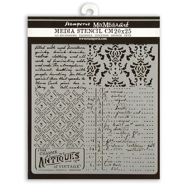 Stamperia Brocante Antiques 20x25cm Thick Stencil - Mixed Pattern - 218851