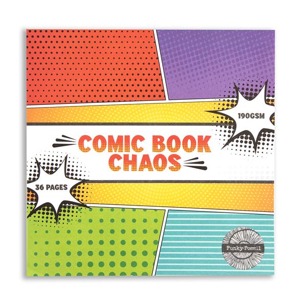Funky Fossil 8x8" Comic Book Chaos Paper Pad - 36 Pages - 190gsm - 219285
