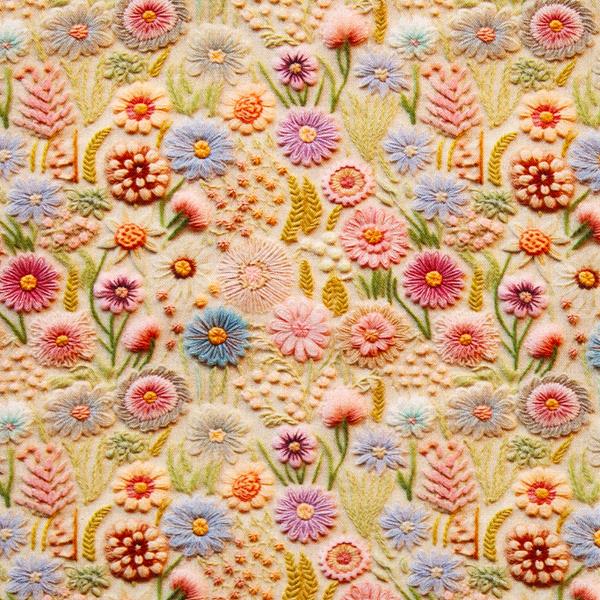 Fabric Freedom Hand Embroidery Digital Print Quilting Cotton 0.5m - 220440