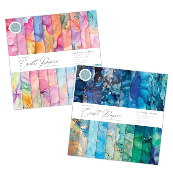 Craft Consortium Ink Drops 8x8" Paper Pad Duo - Candy & Ocean - 6 - 221666