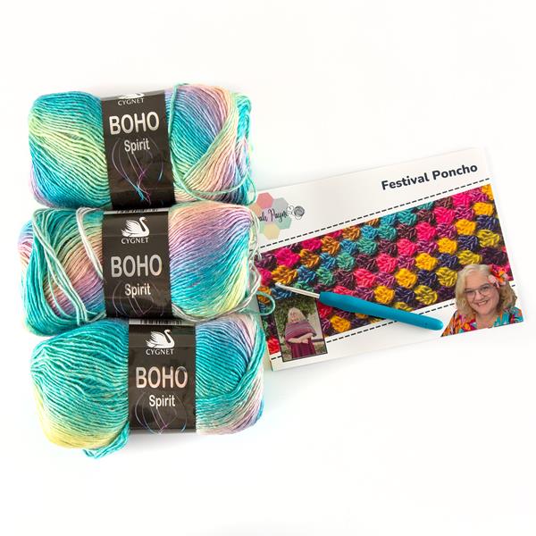 Sarah Payne Crochets Poncho Kit - Includes: Pattern, 3 Balls of H - 225680