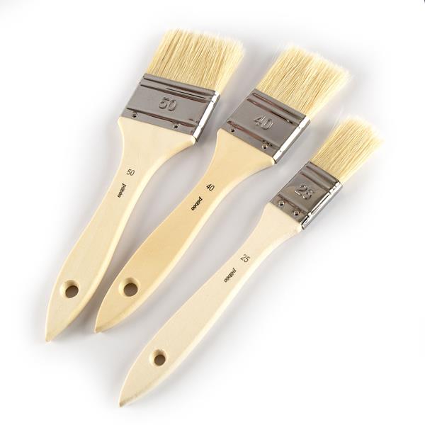 Pebeo Set of 3 Spalter Brushes - Flat Pure White Bristle - 226315