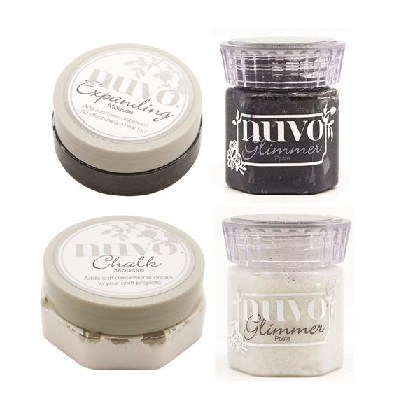 Nuvo Black & White Collection - 2 x Glimmer Pastes, 1 x Chalk Mou - 226472